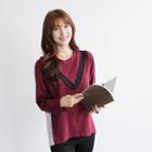 Dip-back Stripe-panel T-shirt