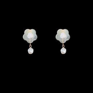 Floral Drop Ear Stud 1 Pair - Earring - Milky White - One Size
