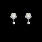 Floral Drop Ear Stud 1 Pair - Earring - Milky White - One Size