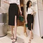 High-waist Front-slit Skirt