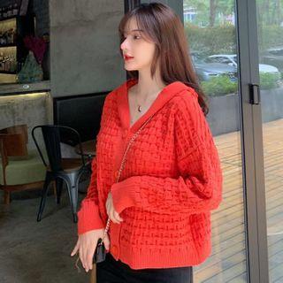 Plain Hooded Lattice Knit Top