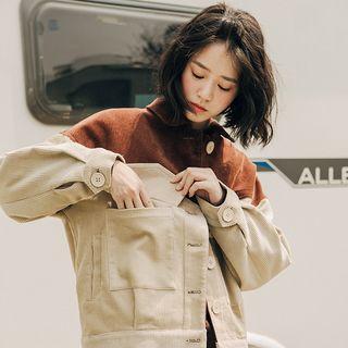 Two-tone Corduroy Button Jacket