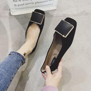 Faux Suede Square-toe Flats