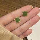 Square Earring 1 Pair - Green & Gold - One Size