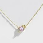 925 Sterling Silver Rhinestone Necklace Gold - One Size