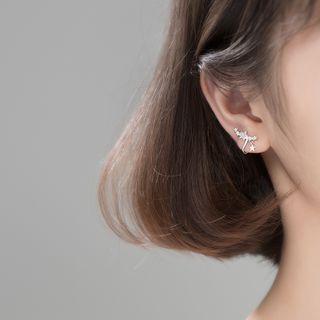 925 Sterling Silver Rhinestone Star Earring 1 Pair - Clip-on Earrings - One Size