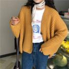V-neck Chunky Knit Sweater / Lace Trim Sleeveless Midi Dress