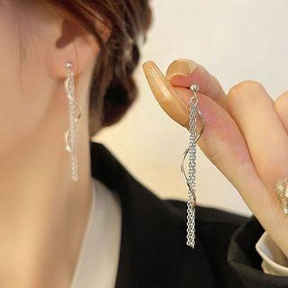 Wavy Sterling Silver Fringed Earring 1 Pair - Silver - One Size