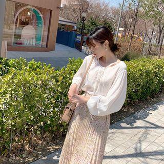 Tie-neck Loose-fit Top Ivory - One Size