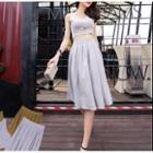 Set: Sleeveless Top + Pleated Skirt