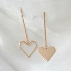 Non-matching Alloy Heart Dangle Earring 1 Pair - Silver Stud - Gold - One Size