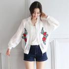 Embroidery Baseball Jacket With Camisole