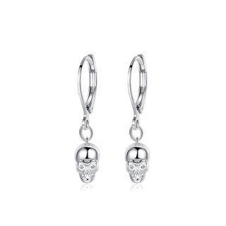 Fashion Personality Skull Earrings With Cubic Zirconia Silver - One Size