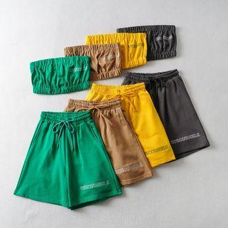 Set: Lettering Bandeau + Wide-leg Shorts