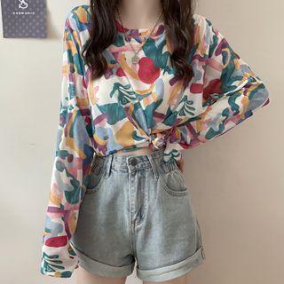 Print Long-sleeve T-shirt Colorful T-shirt - One Size