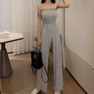 Frill-trim Wide-leg Sleeveless Jumpsuit
