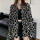 Long-sleeve Leopard Loose-fit Blouse