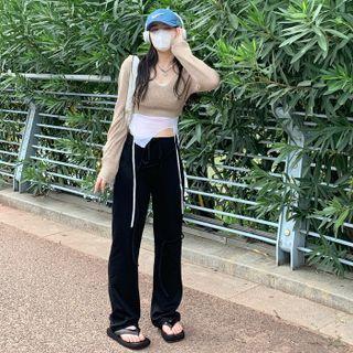 Cropped Sweater / Wide-leg Pants / Asymmetrical T-shirt