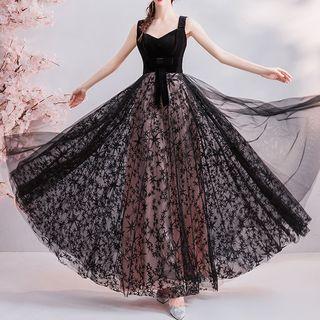 Sleeveless Ribbon Tie Ball Gown