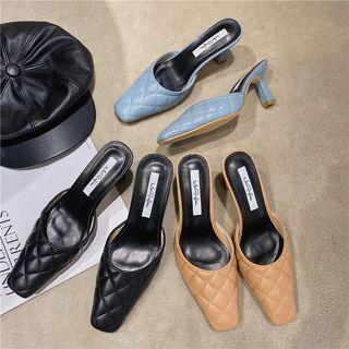 Kitten-heel Quilted Mules