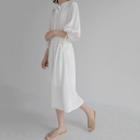 Lace-up 3/4-sleeve Dress