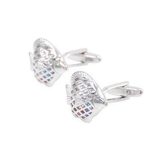 Fashion Simple Fish Shape Color Cubic Zirconia Cufflinks Silver - One Size