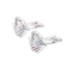 Fashion Simple Fish Shape Color Cubic Zirconia Cufflinks Silver - One Size