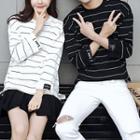 Couple Matching Long-sleeve Striped Pullover