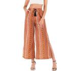 Print Slit Wide Leg Pants