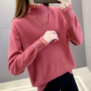 Mock-neck Sheer Sweater