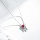 925 Sterling Silver Rhinestone Heart Dream Catcher Pendant Necklace Necklace - Red Heart & Dream Catcher - Silver - One Size