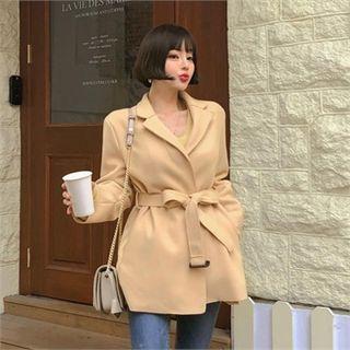Long Wrap Blazer With Belt