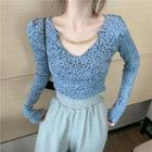 Leopard Long-sleeve Slim-fit T-shirt