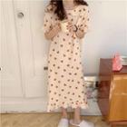 Bell-sleeve Heart Print Sleep Dress