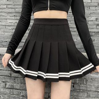 Striped Mini Pleat Skirt
