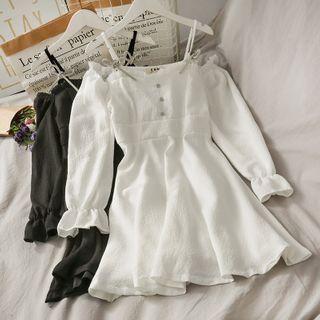 Rhinestone-ribbon Off-shoulder Mini Dress