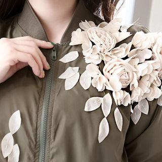 Floral Appliqu  Zip Jacket