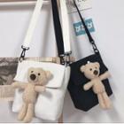 Furry Bear Canvas Crossbody Bag