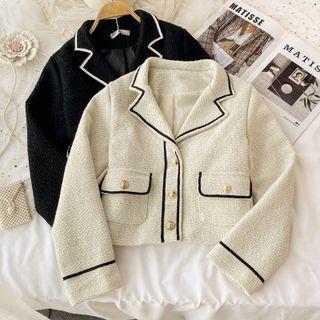 Contrast Trim Lapel Crop Blazer
