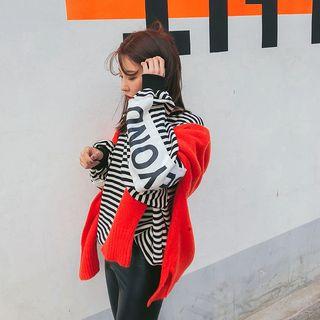 Letter Striped Oversized Sweatshirt