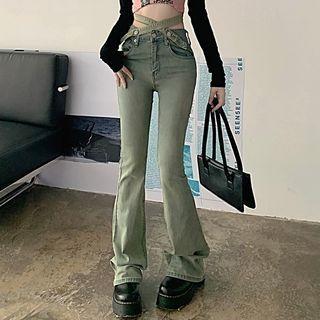 High-waist Plain Bootcut Jeans