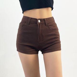 High Waist Heart Pocket Denim Hot Pants