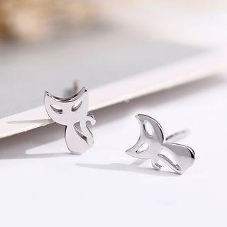 925 Sterling Silver Polished Fox Earring