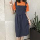 Set: Plain Short-sleeve T-shirt + Jumper Dress
