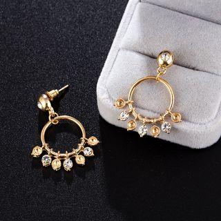 Rhinestone Alloy Hoop Dangle Earring A07504 - One Size