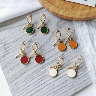 Glaze Disc Alloy Knot Dangle Earring