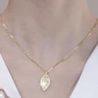 Rhinestone Leaf Necklace Gold - One Size