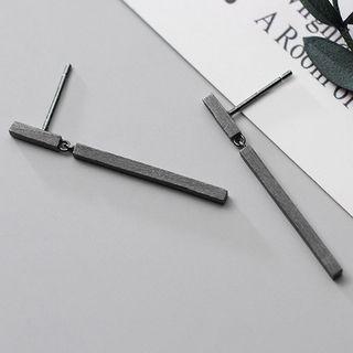 925 Sterling Silver Bar Dangle Earring 1 Pair - Dark Gray - One Size