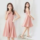 Plaid Spaghetti Strap A-line Dress Pink - One Size