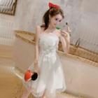 Strapless Mini A-line Mesh Dress